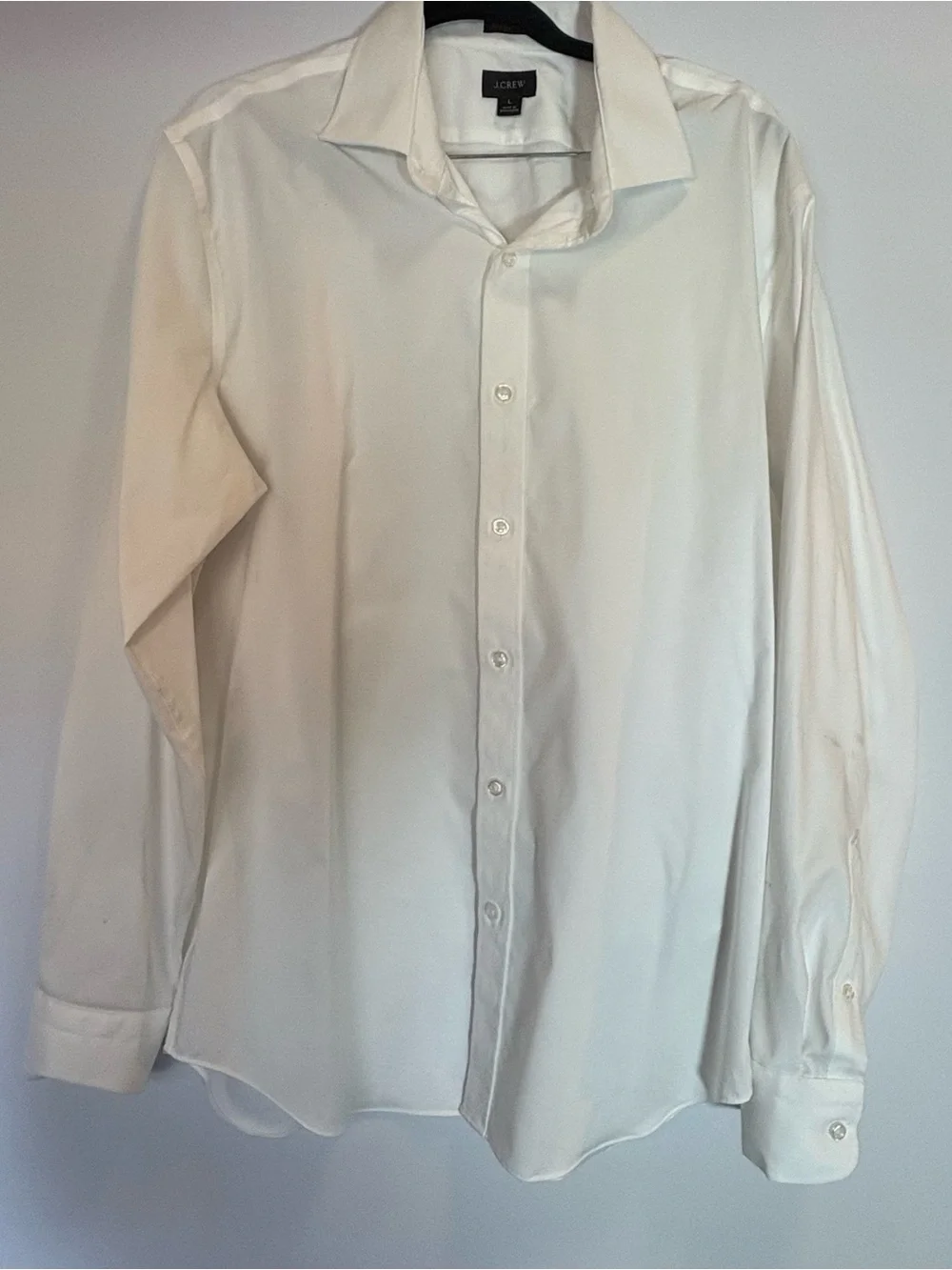 J. Crew White Men's Dress Shirt - Spread Collar Button-Front